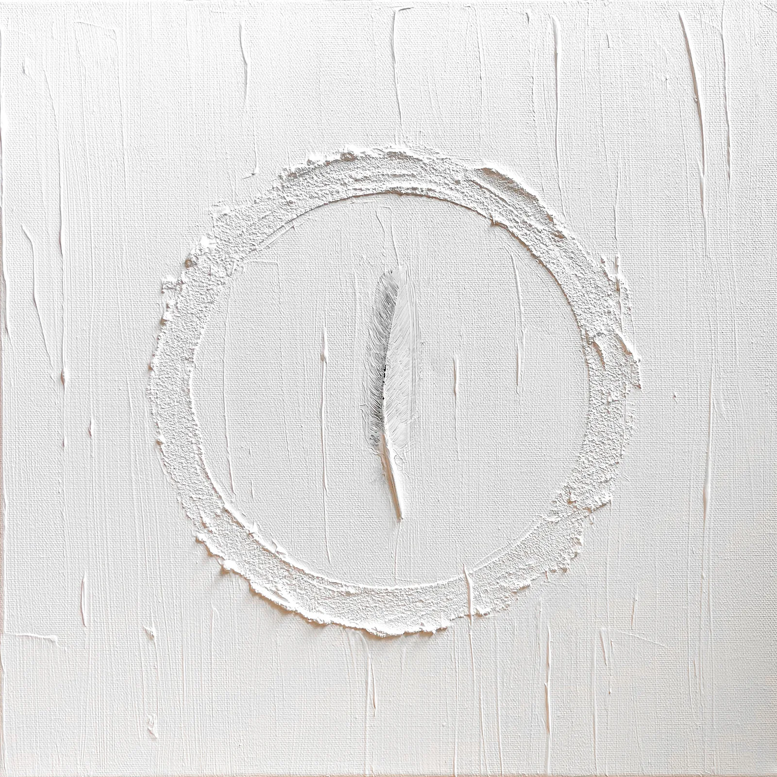 Image of Question 2 by Olena Kulish , size: 40x40 cm, made of Acrylics on canvas, feathers, Painting medium, from Warsaw, priced at €500