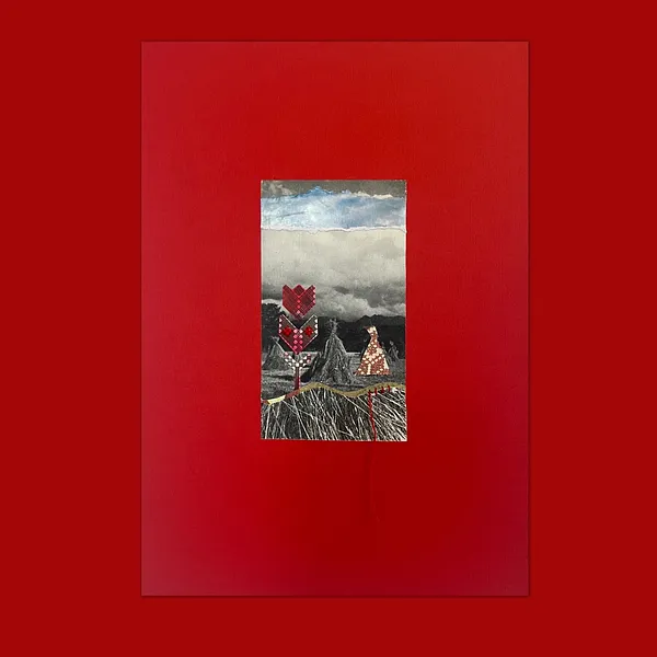 Image of Haystacks by Olena Kulish , size: 29x21 cm, made of Paper, cutouts, threads, Collage medium, from Warsaw, priced at $100 Photo 3 of 4.