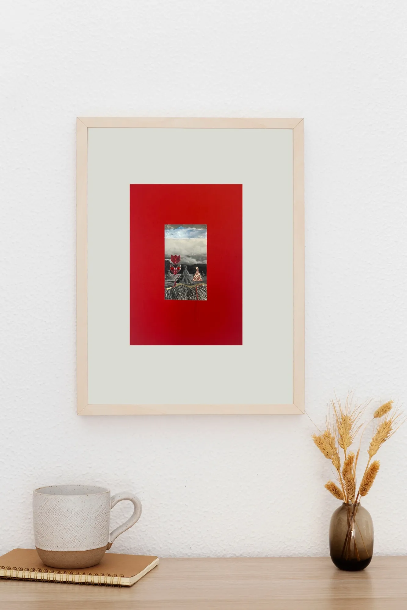 Image of Haystacks by Olena Kulish , size: 29x21 cm, made of Paper, cutouts, threads, Collage medium, from Warsaw, priced at $100 Photo 4 of 4.