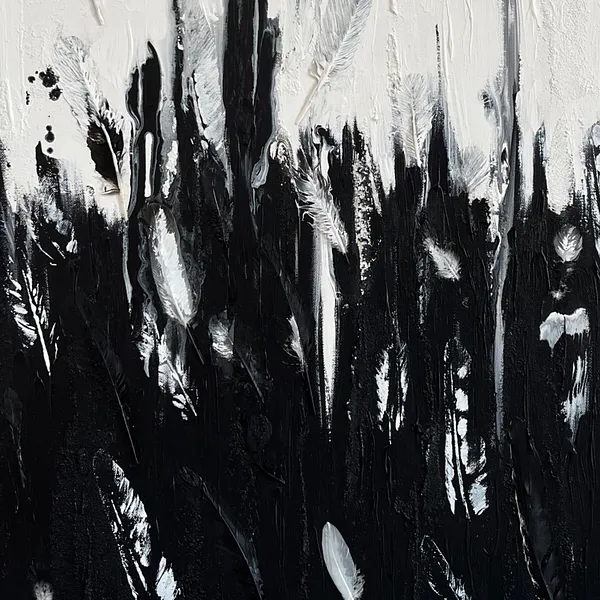 Image of Duality of Freedom by Olena Kulish , size: 80x50, made of Acrylics on canvas, feathers, Painting medium, from Warsaw, priced at €800 Photo 4 of 4.