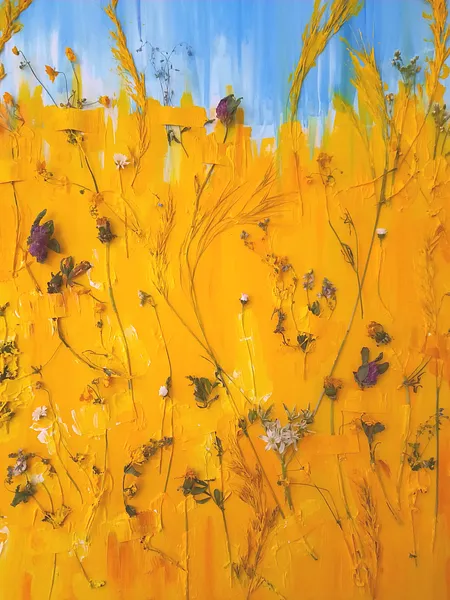 Image of Manifesto of Life by Olena Kulish , size: 80x50 cm, made of Acrylics on canvas, paper, herbs, Painting medium, from Warsaw, priced at €800 Photo 2 of 5.