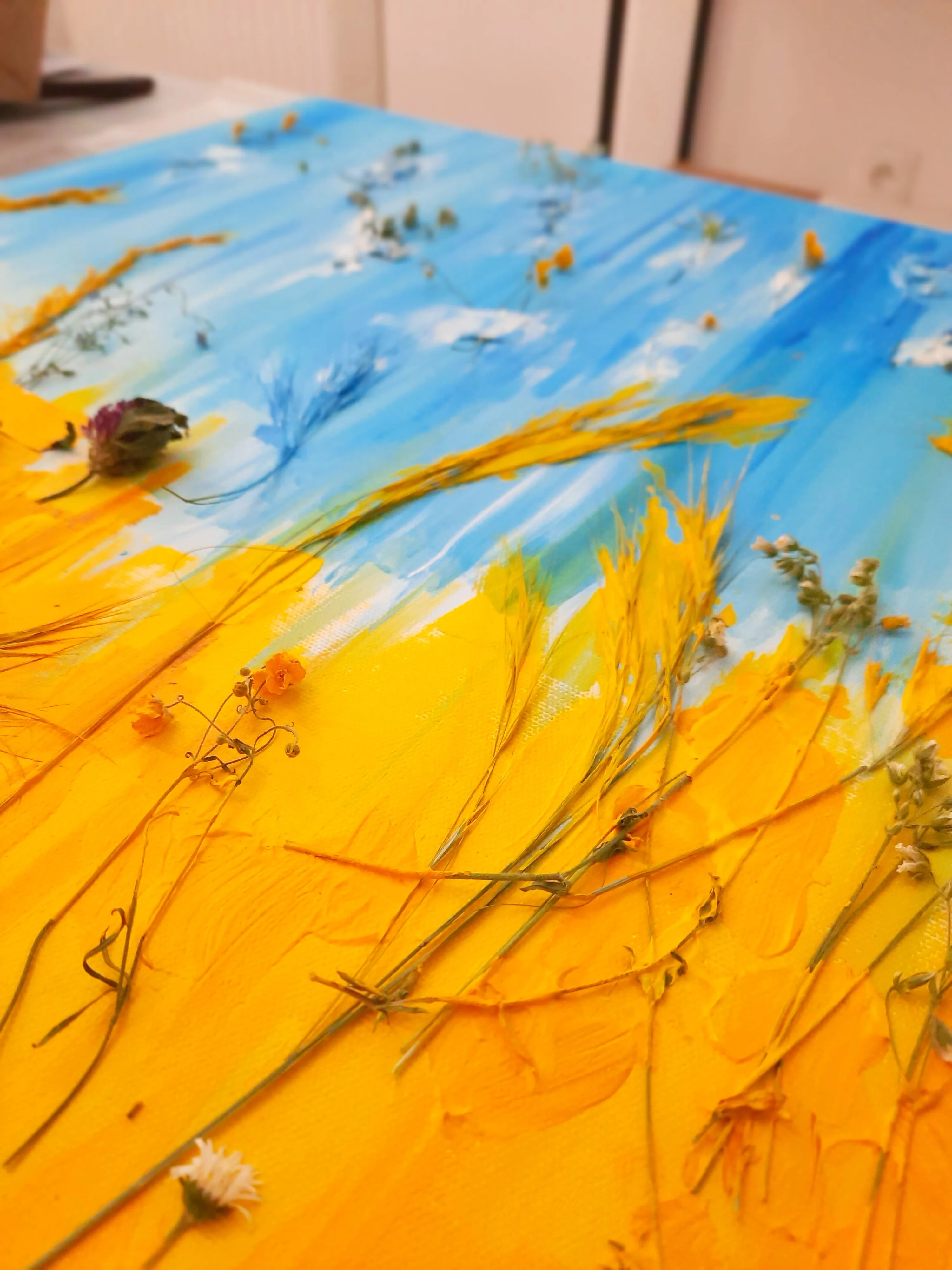 Image of Manifesto of Life by Olena Kulish , size: 80x50 cm, made of Acrylics on canvas, paper, herbs, Painting medium, from Warsaw, priced at €800 Photo 3 of 5.