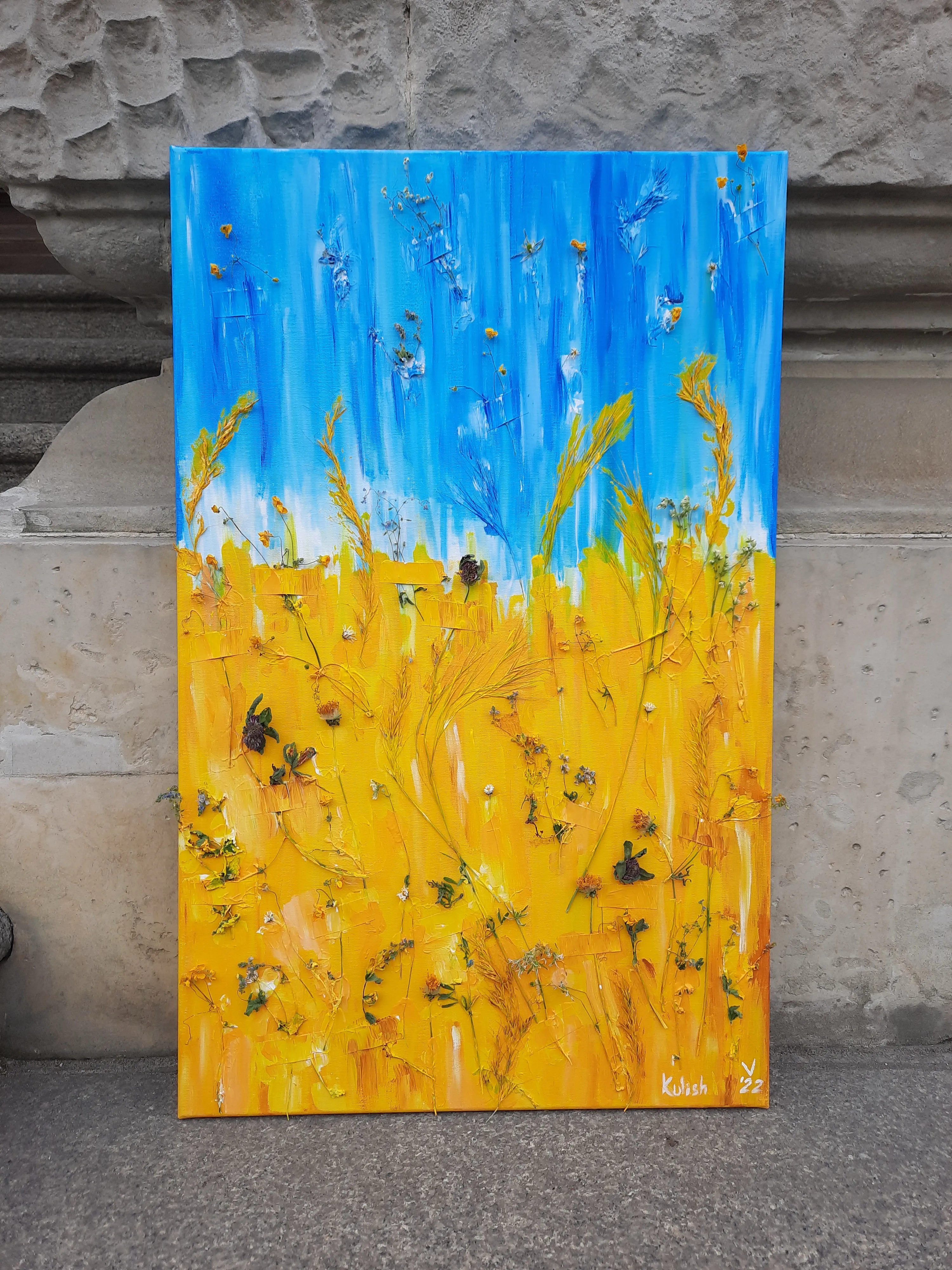 Image of Manifesto of Life by Olena Kulish , size: 80x50 cm, made of Acrylics on canvas, paper, herbs, Painting medium, from Warsaw, priced at €800 Photo 4 of 5.