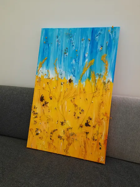 Image of Manifesto of Life by Olena Kulish , size: 80x50 cm, made of Acrylics on canvas, paper, herbs, Painting medium, from Warsaw, priced at €800 Photo 5 of 5.