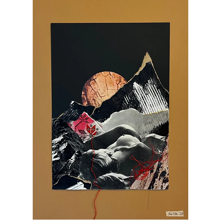 Image of The Earth by Olena Kulish , size: 42x29 cm, made of Paper, cutouts, threads, acrylics, Collage medium, from Warsaw, priced at €200